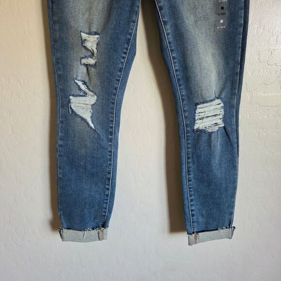 Lucky Brand Bridgette Denim Ankle Jeans Blue Distressed Exposed Button Fly 6 NEW - Picture 4 of 12